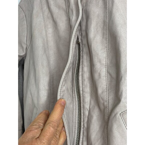 Free People Womens Size 6 Small Faux Leather Moto Jacket Blush Zip Detail 6827 - Picture 2 of 16